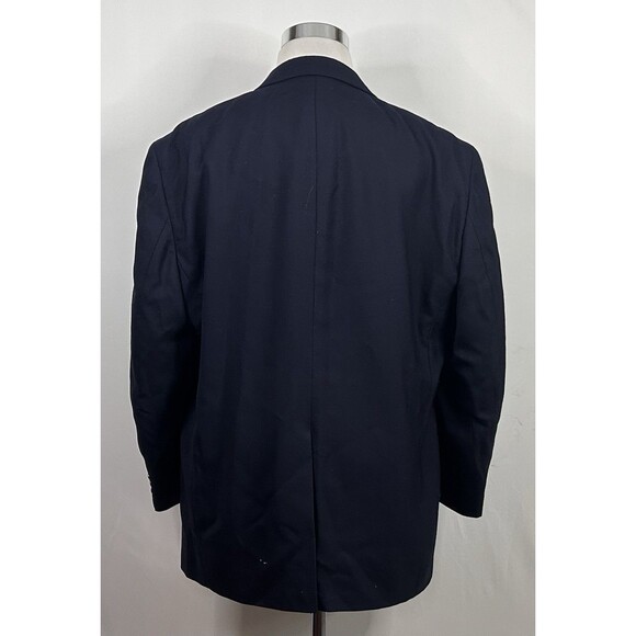 Stafford 50L Blazer Wool Blend Navy Blue Gold Two Button Lined Vented - Picture 6 of 8